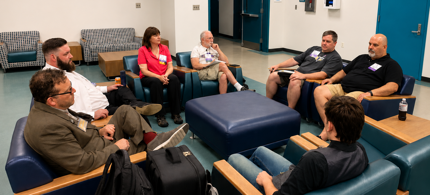 Brent DeRidder leading a small-group conversation outdoors